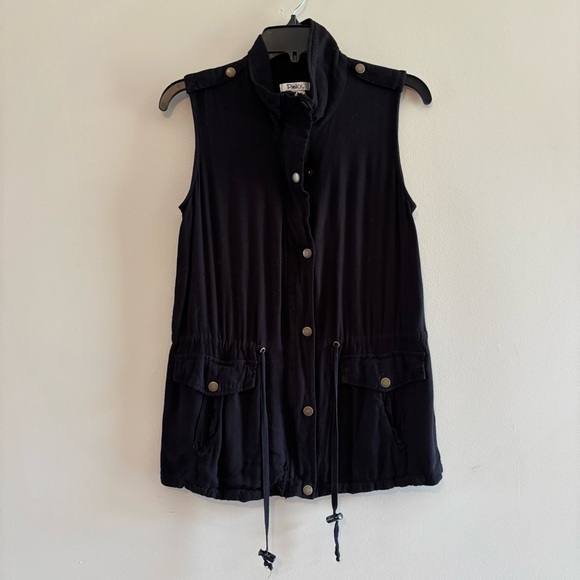 Pinky Jackets & Blazers - Pinky Black Rayon Top with Front Hardware